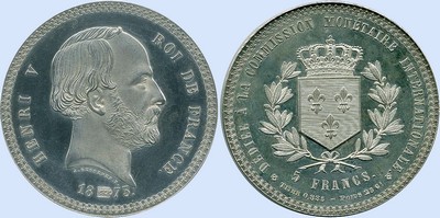 5 Francs HENRI V Commission Montaire 1873